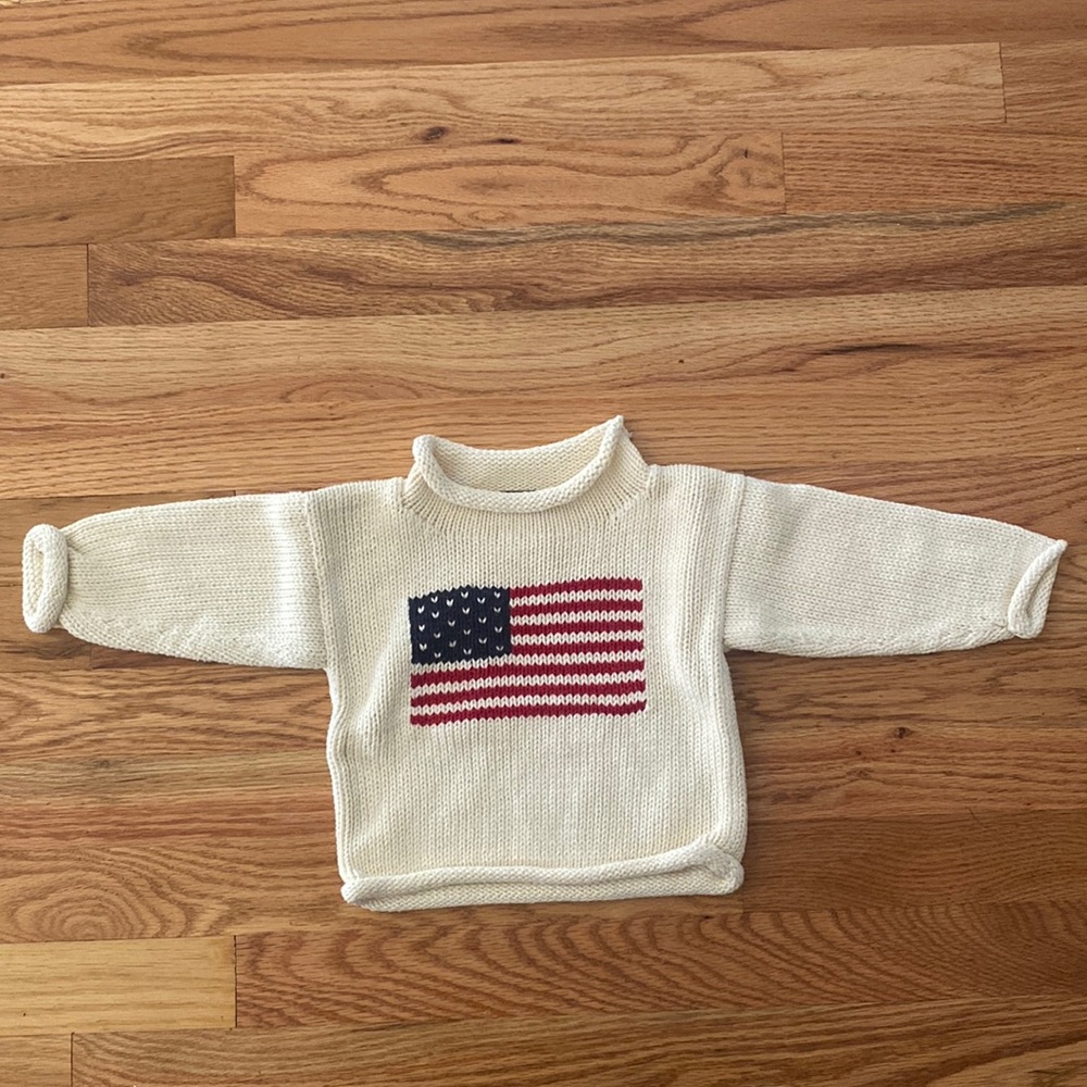 Chatham T Kids American Flag Roll Neck Sweater